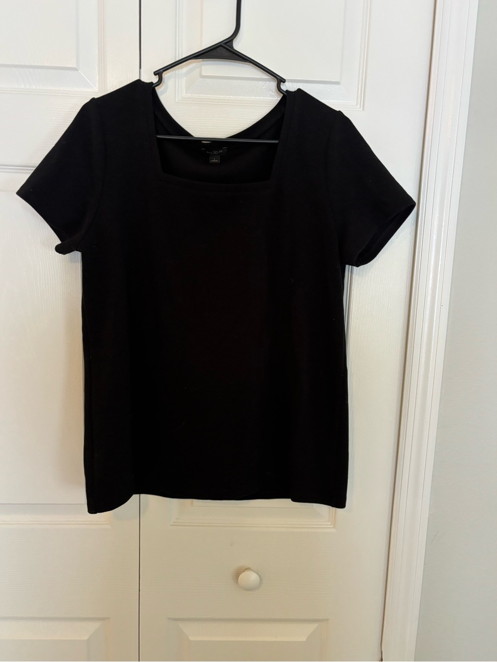 Ann Taylor Black Square-Neck Short Sleeve Top